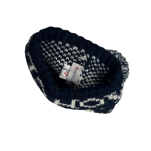 Moncler Blue Thick Wool spell out Beanie