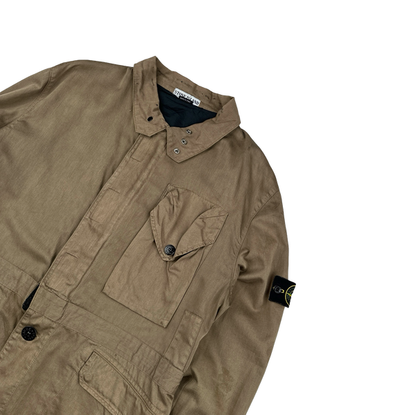 Stone Island 2002 Camel Raso Gommato Field Jacket - Large