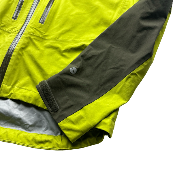 RAB Dark Green/Neon Yellow Neo Zipped Waterproof Rain Jacket - Small