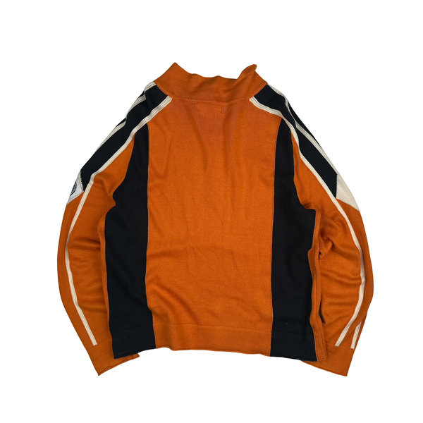 Stone Island 2004 Orange Cotton Knit Compass Quarter Zip Jumper - Medium