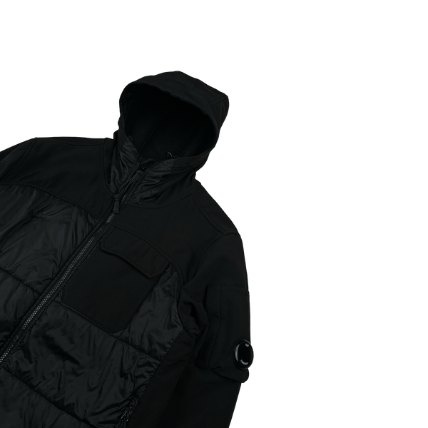CP Company Black Hybrid Soft Shell Padded Jacket - Large