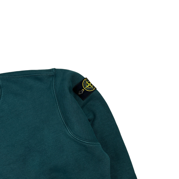 Stone Island 2023 Turquoise Cotton Garment Dyed Pullover - Small