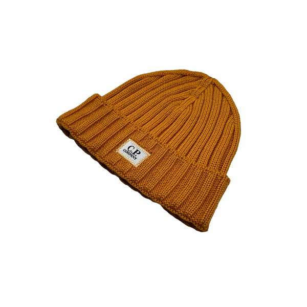 CP Company Orange Merino Wool Patch Beanie