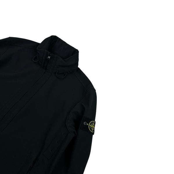 Stone Island 2023 Black Soft Shell R e.Dye Fleece Lined Zipped Jacket - Medium