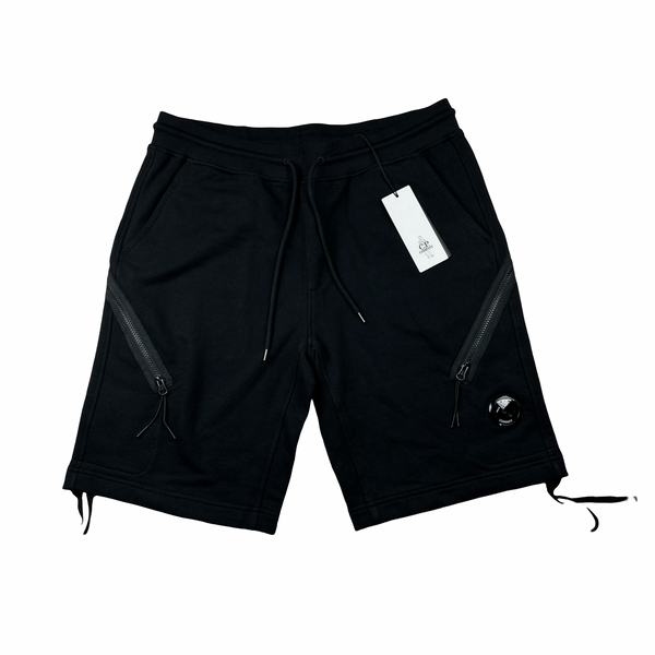 CP Company Black Cotton Fleece Shorts - Large