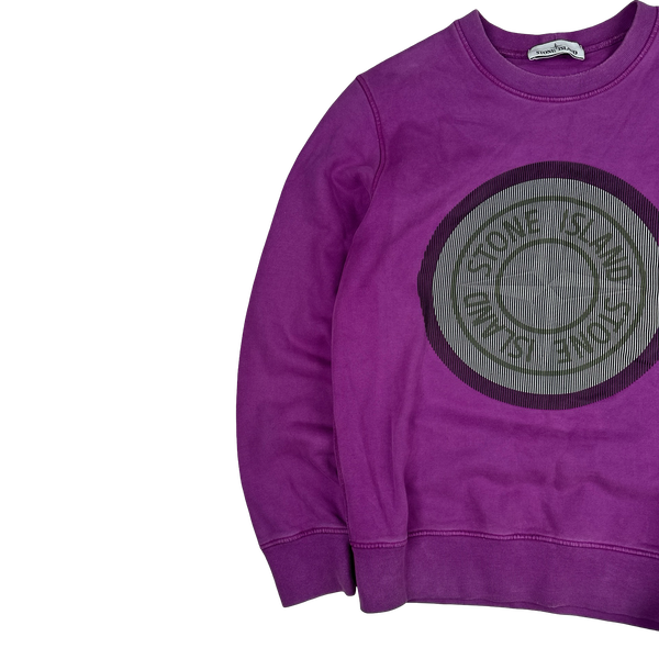 Stone Island 2021 Purple 3D Rubber Logo Sweatshirt - Small