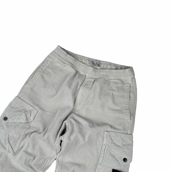 Stone Island 2023 RE T White Corduroy 400 Cargo Trousers - Small