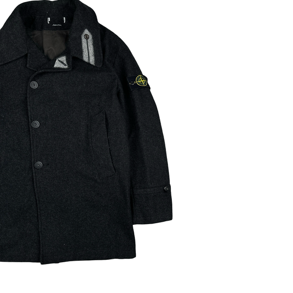 Stone Island 2000 Grey Vintage Wool Blazer Duffle Coat  - Large