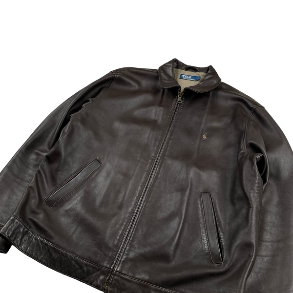 Ralph Lauren Brown Heavyweight Leather Jacket - Large