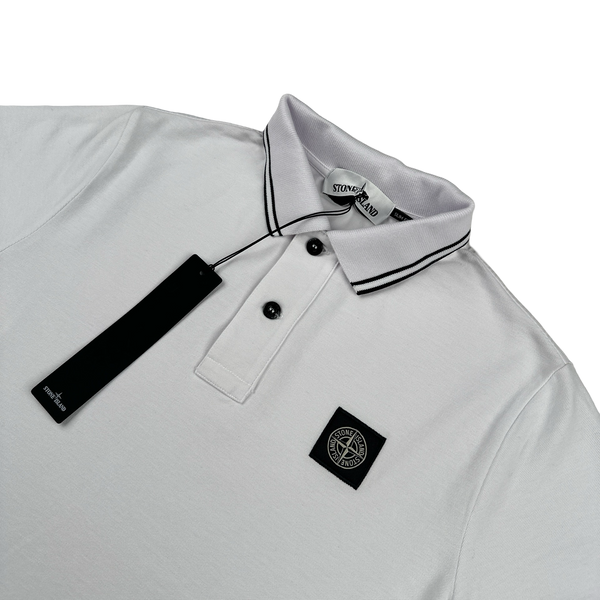 Stone Island 2025 White Cotton Polo Shirt - Small
