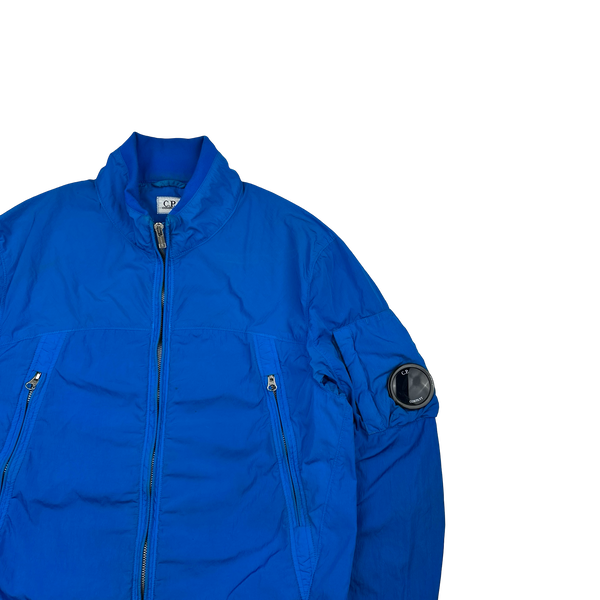 CP Company Blue Chrome Lens Viewer Nylon Bomber Jacket - Large