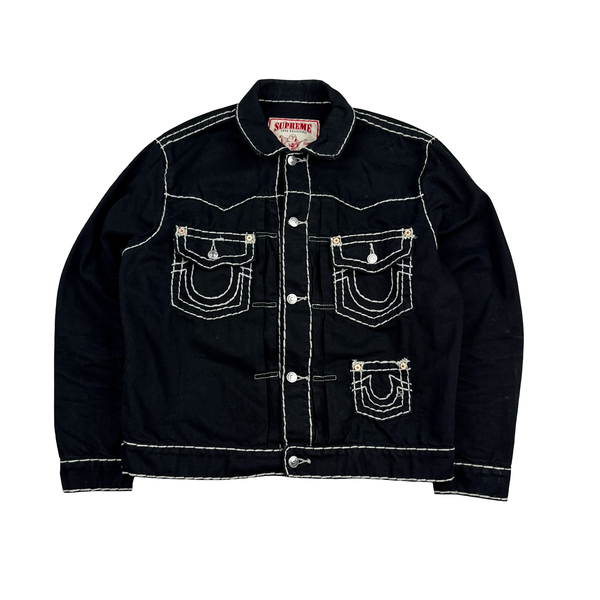 Supreme X True Religion Black Contrast Stitch Denim Jacket - Medium