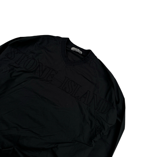 Stone Island 2023 Black Light Cotton Tela Spellout Pullover - Medium