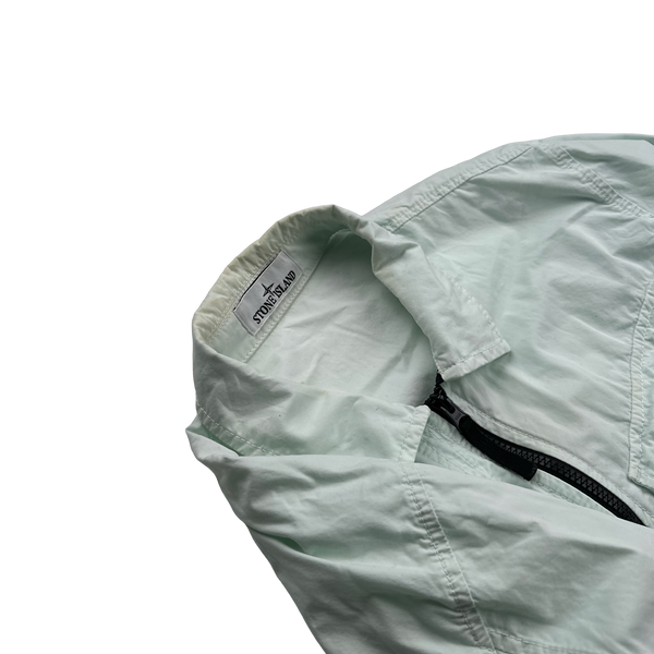 Stone Island 2022 Ice Blue Cotton Zipped Overshirt - Large