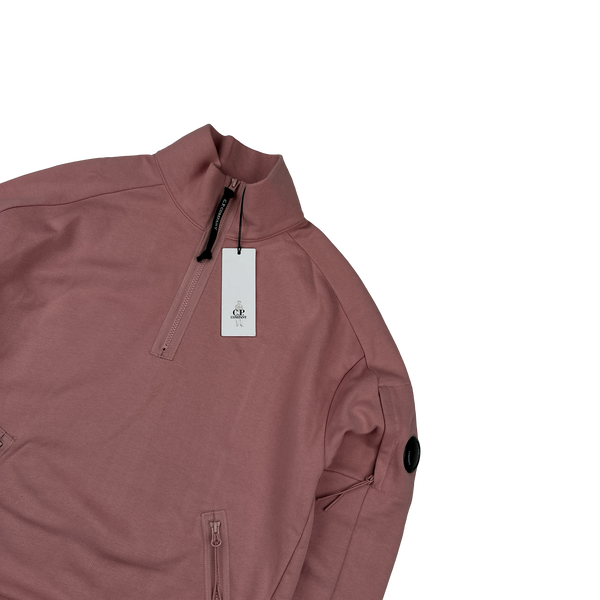 CP Company Pink Cotton Lens Viewer Quarter Zip Pullover - Medium