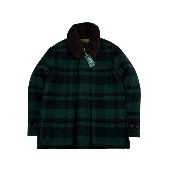 Ralph Lauren Wool Flannel Quilted Lined Shearling Collar Jacket - Large