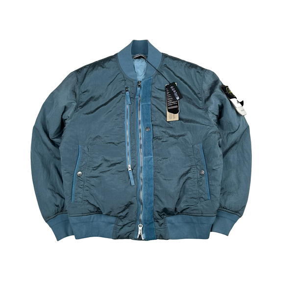 Stone Island 2025 Blue Nylon Metal Zipped Jacket - Small