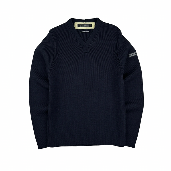 Stone Island 2006 Navy Denims Wool Knit Pullover Jumper - Large