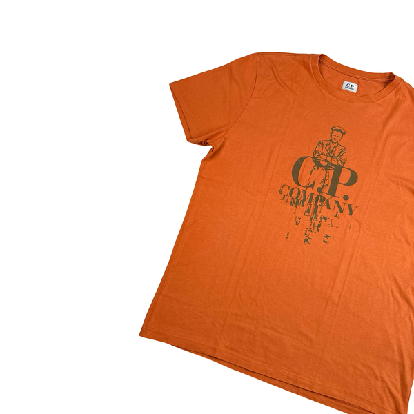 CP Company Cotton Orange Spellout T Shirt - XL