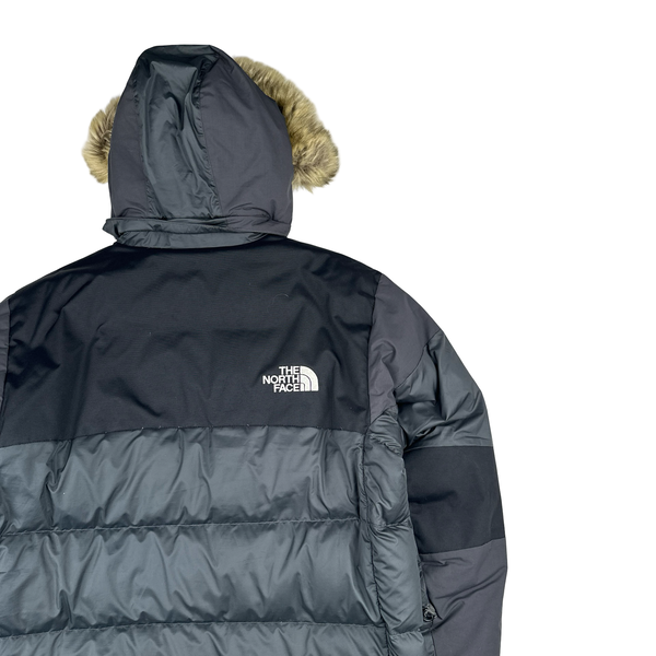 North Face Grey 550 Down Filled Winter Fur Hood Trim Jacket - XL