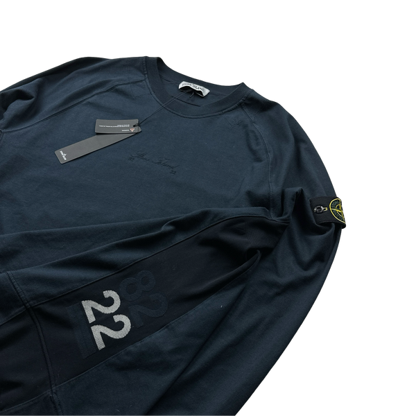 Stone Island 2022 Navy 82/22 40th Anniversary Jumper Short Set - Large