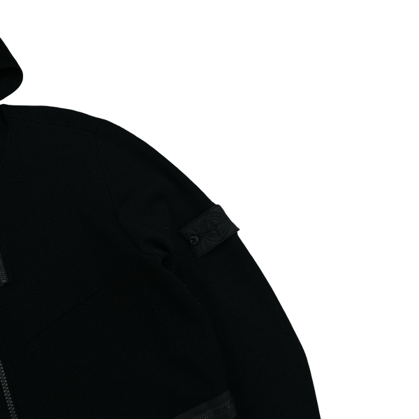 Stone Island 2017 Black Knit Wool Shadow Project Hoodie - Large