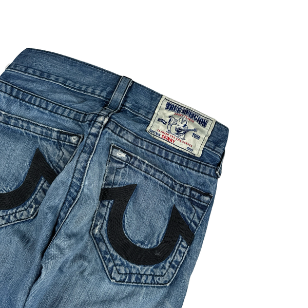 True Religion Skinny Contrast Stitch Horseshoe Denim Jeans - 27"