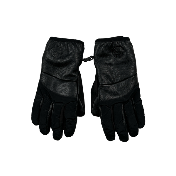 Stone Island Leather Nylon Metal Embossed Compass Gloves