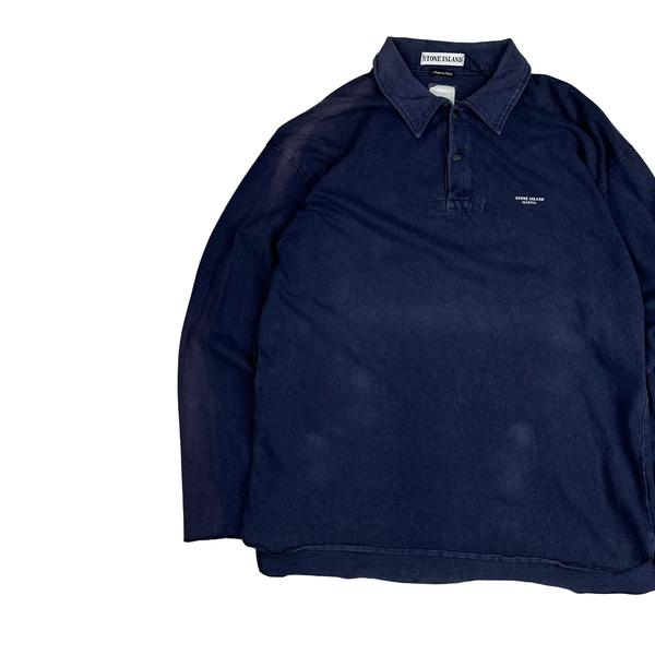 Stone Island Marina 1995 Vintage Cotton Long Sleeve Polo Shirt - XL