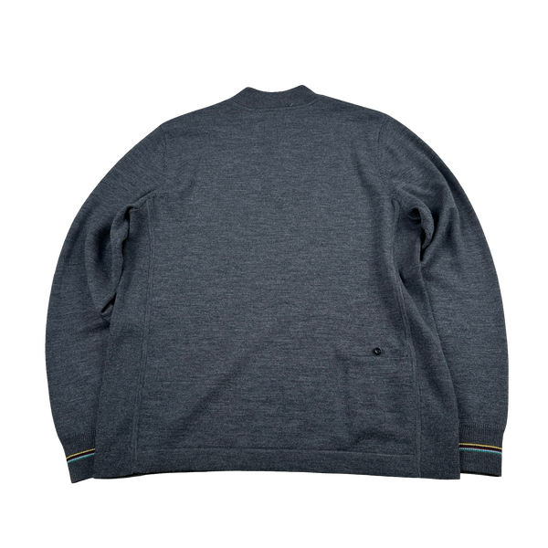 Fred Perry Grey Quarter Zip Knit Jumper - Large