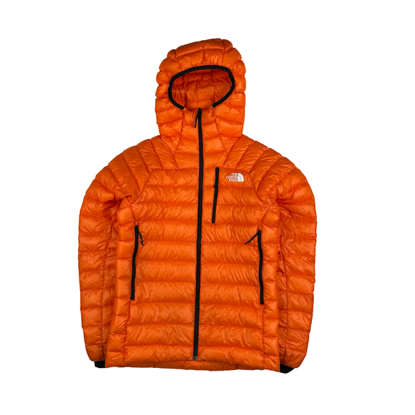 North Face Orange Breithorn Summit Series 800 Down Hooded Puffer Jacket - Small