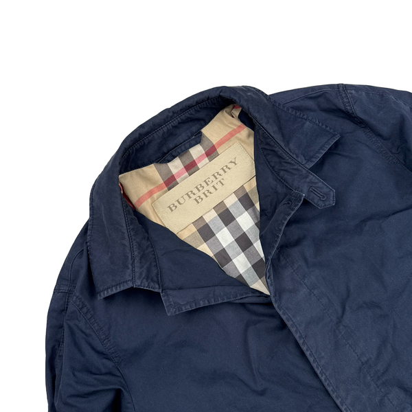 Burberry Brit Navy Nova Check Lined Trench Coat - Small