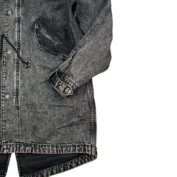 Levis x Patta Grey Dark Wash Long Denim Fishtail Parka Jacket - Medium