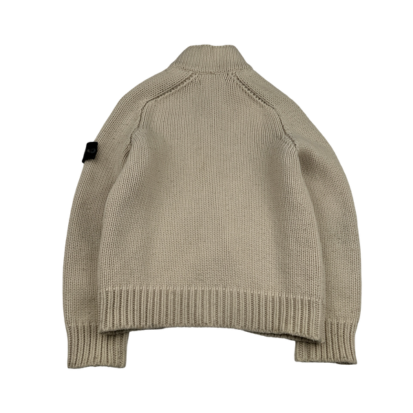 Stone Island 2004 Cream Cotton Heavyweight Knit Jumper - Small