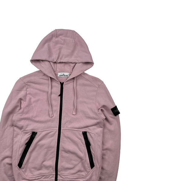 Stone Island 2017 Pink Cotton Zipped Hoodie - Small