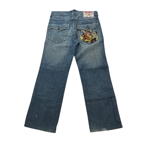 True Religion Rare Embroidered Joey Baggy Fit Jeans - 33"