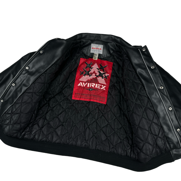 Avirex Black Spell Out Bomber Jacket - XL