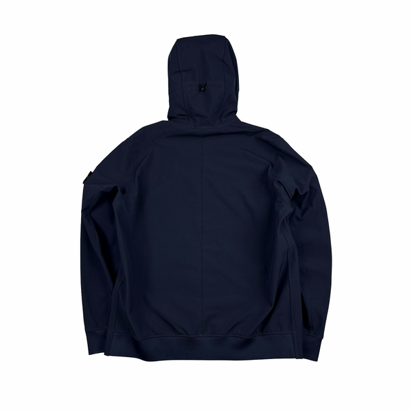 Stone Island Navy Soft Shell E Dye Hooded Jacket - XL