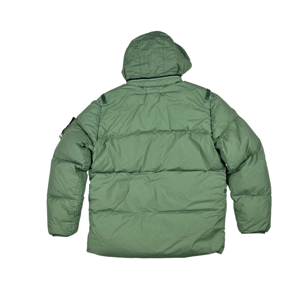 Stone Island 2022 Pale Green Crinkle R-NY Down Puffer Jacket - Large