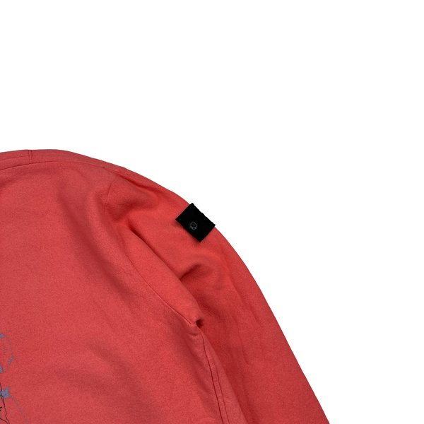 Stone Island 2022 Shadow Project Coral Graphic Print Soft Cotton Crewneck - Small