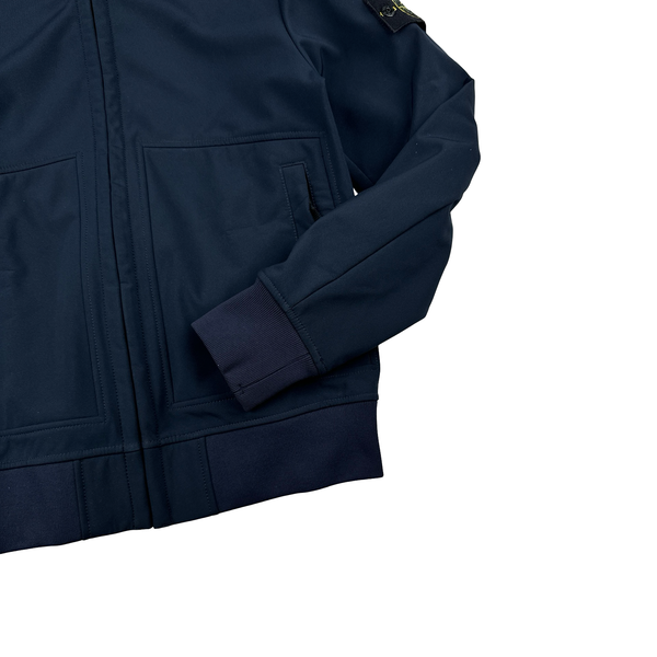 Stone Island Navy Hooded Soft Shell R Jacket - Small