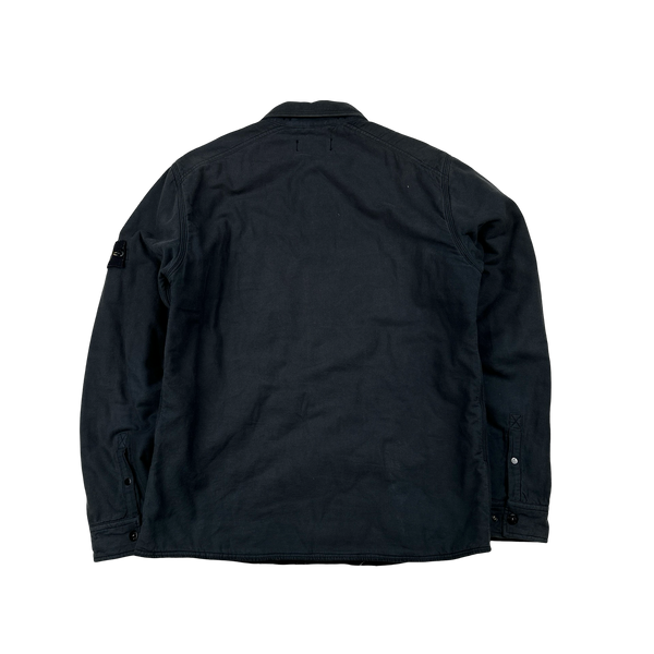 Stone Island 2012 Black Cotton Quilted Buttoned Overshirt - XL