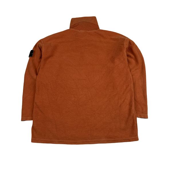Stone Island Vintage 1994 Orange Quater Zip Green Edge Wool Blend Jumper - Large