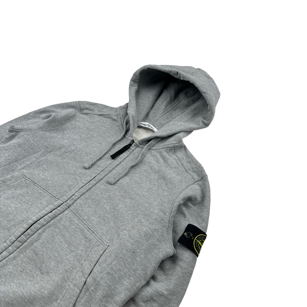 Stone Island 2019 Light Grey Zipped Cotton Hoodie - Small