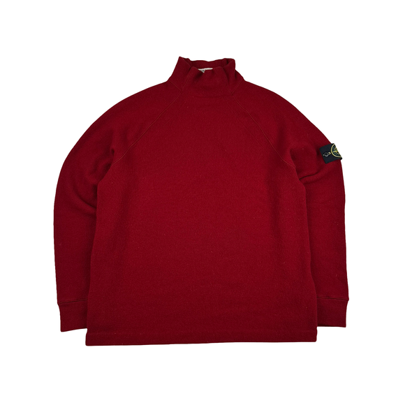 Stone Island Red Wool Blend 2004 Vintage Pullover Jumper - Large