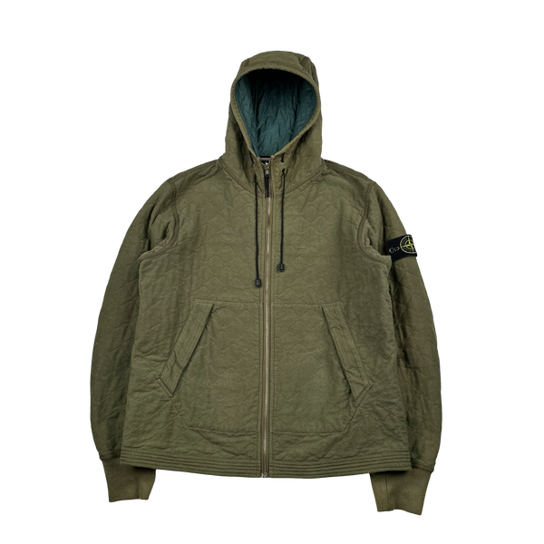 Stone Island 2010 Green Reversible Nylon/Cotton Hooded Jacket - XL