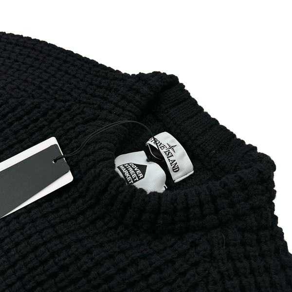 Stone Island X Dover Street Market 2023 Black Thick Wool Printed Crewneck Jumper - Medium & Large
