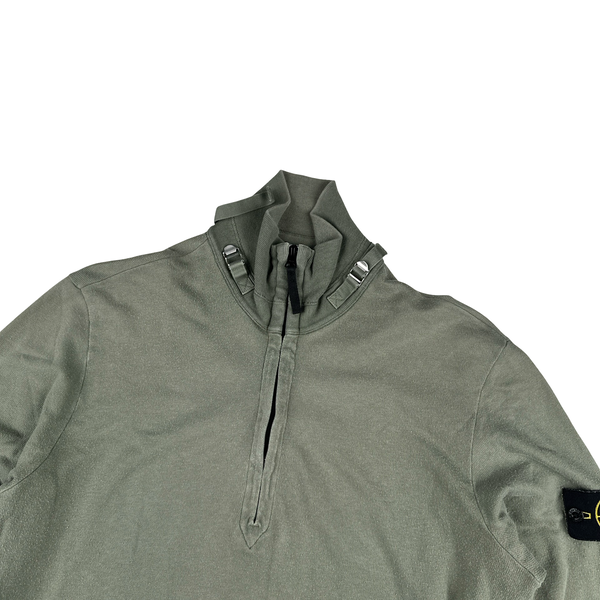 Stone Island 2010 Light Khaki Cotton Quarter Zip Jumper - XL