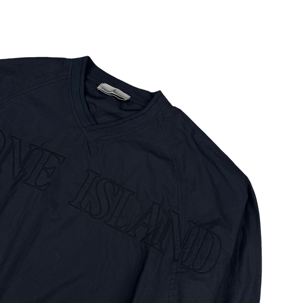 Stone Island 2023 Navy Light Cotton Tela Spellout Pullover - Medium