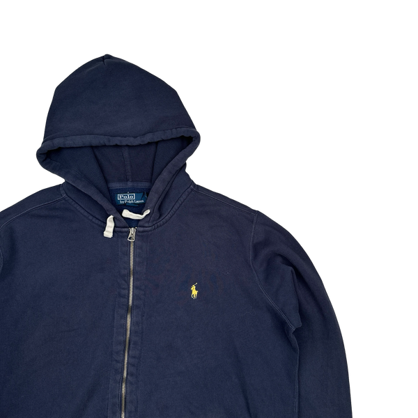 Ralph Lauren Navy Thick Cotton Zipped Hoodie - XL